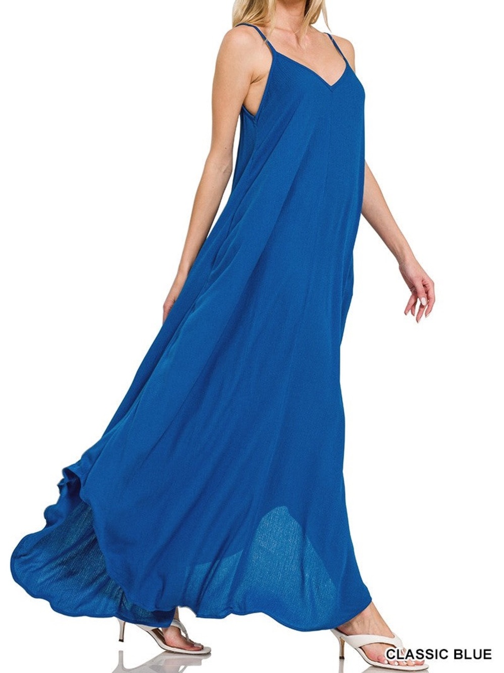 🆕 Zenana Woven Crinkle Cami Maxi Dress w Pockets